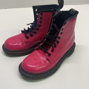 Dr. Martens Patent Leather Shiny Pink Delaney Lace Up Boots Kids Size 2